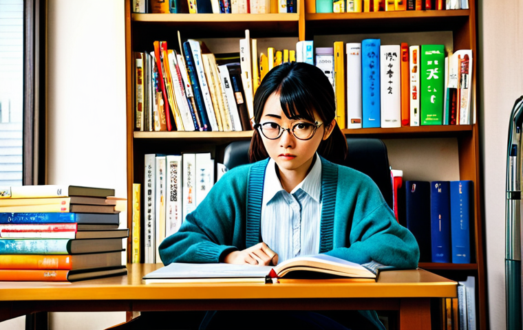 Studying Hard**

A Japanese woman in her late 20s, sitting at a desk overflowing with textbooks and notes about hotel management, wearing comfortable but professional attire (fully clothed, modest sweater and glasses). She has a determined expression and is surrounded by Japanese books. Background: A cozy, slightly cluttered apartment in Tokyo. Style: Anime-inspired, vibrant colors, highly detailed. Safety: safe for work, appropriate content, family-friendly, perfect anatomy, natural pose, proper finger count.

**