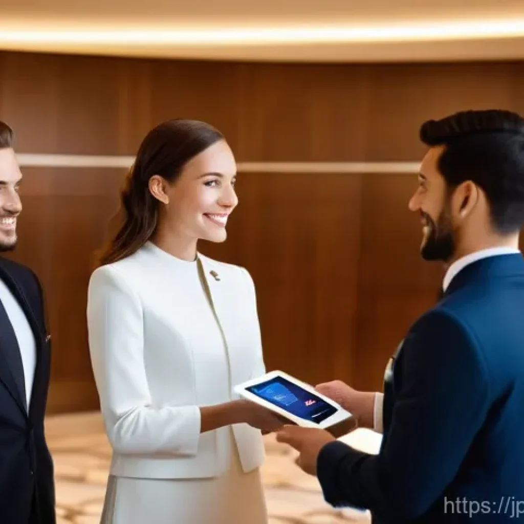 호텔 실무에서 유용한 기술 훈련 - **Prompt: Personalized AI Concierge Experience in a Modern Hotel Lobby**
    A brightly lit, sophist...