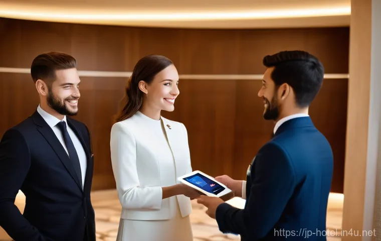 호텔 실무에서 유용한 기술 훈련 - **Prompt: Personalized AI Concierge Experience in a Modern Hotel Lobby**
    A brightly lit, sophist...