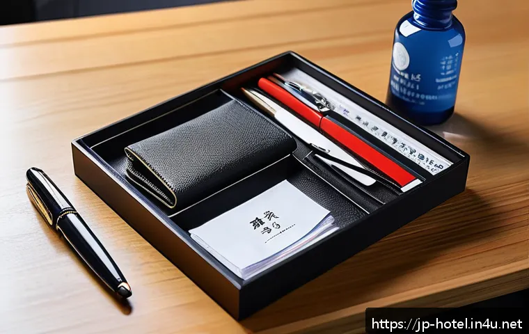호텔 실기 시험 도구 준비 가이드 - A neatly organized exam essentials pouch laid out on a clean wooden desk, containing multiple black ...